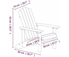 Sodo Adirondack kėdė su staliuku, antracito spalvos, HDPE
