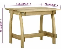 Sodo stalas, 110x74x75cm, impregnuota pušies mediena