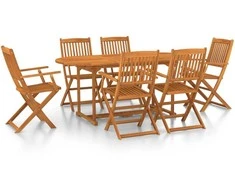 Lauko baldų komplektas Sodo valgomojo komplektas, 7 dalių, 180x90x75 cm, akacija