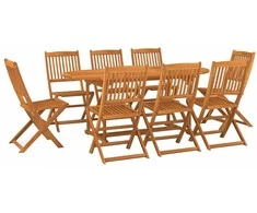Lauko baldų komplektas Sodo valgomojo komplektas, 9 dalių, 180x90x75 cm, akacija