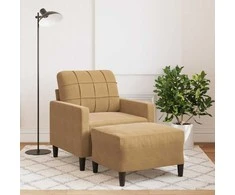 Sofa Krėslas su pakoja, rudos spalvos, 60cm, aksomas