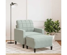 Sofa Krėslas su pakoja, šviesiai pilkos spalvos, 60cm, aksomas