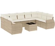 Sofa Sofos komplektas su pagalvėlėmis, 10 dalių, smėlio, poliratanas