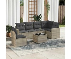 Sofa Sofos komplektas su pagalvėlėmis, 7 dalių, pilkas, poliratanas