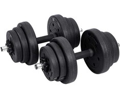 Songmics 20 kg juodos spalvos hantelių rinkinys