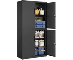 Songmics 4 durų ir 5 lygių 40 x 80 x 180 cm matinės juodos spalvos dokumentų spinta