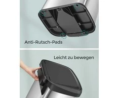 Songmics 68 litrų metalinė 68 litrų virtuvės atliekų dėžė su dangčiu sidabriškai juoda