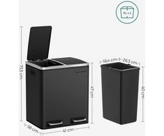 Songmics Atliekų dėžė 30 L juoda