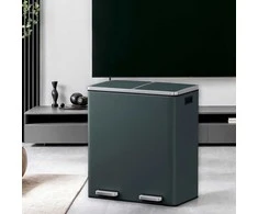 Songmics Atliekų dėžė 60 litrų (2 x 30 L) Pilka