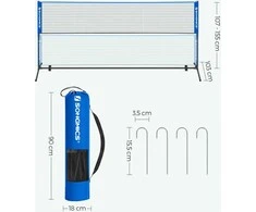 Songmics Badmintono tinklas 3 m mėlynos spalvos