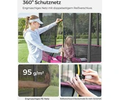 Songmics Batutas Ø 305 cm su apsauginiu tinklu rožinės spalvos