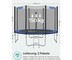Songmics Batutas Ø 366 cm juodai mėlynas