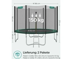 Songmics Trampolin Ø 366 cm juodas-grün