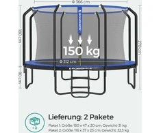 Songmics Trampolin 366 cm dunkelblau