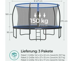 Songmics Batutas Ø 427 cm su vidiniu tinklu juodai mėlynas
