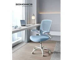 Songmics Biuro kėdė, ergonomiški sulankstomi porankiai, mėlyna migla