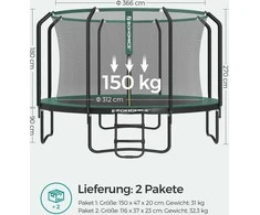 Songmics Didelis batutas Ø 366 cm su vidiniu tinklu