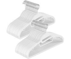 Songmics Drabužių pakaba plastikinė neslidi, taupanti vietą balta