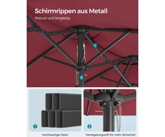 Songmics Dvigubas skėtis 460 x 270 cm su rankenėle ir apsauga nuo UV spindulių