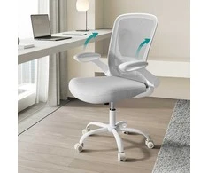 Songmics Ergonomiška biuro kėdė su tinkleliu ir 53 cm sėdyne šviesiai pilka
