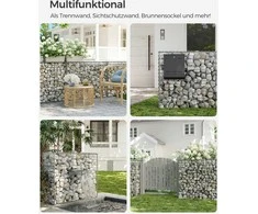 Songmics Gabionų krepšiai 100 x 80 x 30 cm, 2 vnt., sidabriniai