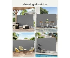Songmics Išskleidžiama 160 x 400 cm šoninė markizė balkonui