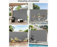 Songmics Išskleidžiama šoninė 180 x 400 cm markizė balkonui