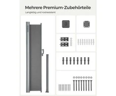 Songmics Išskleidžiama šoninė 200 x 400 cm markizė balkonui