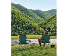 Songmics Campingstuhl 2er Set mit Getränkehalter dunkelgrün