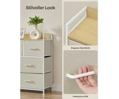 Songmics Komoda 7 medžiaginiai stalčiai su rankenėlėmis kreminės baltos spalvos-debesų baltos spalvos
