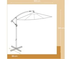 Songmics Konsolinis skėtis, 300 cm d, su stovu