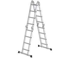 Songmics Kopėčios su 16 pakopų 6 padėtimis 430 cm ilgio sidabrinės spalvos