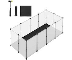 Songmics Mažų gyvūnų aptvaras su pagrindo plokštėmis 145 x 73 x 57 cm baltos spalvos