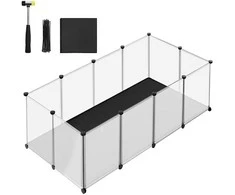 Songmics Mažų gyvūnų aptvaras su pagrindo plokštėmis 143 x 73 x 46 cm