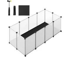 Songmics Mažų gyvūnų aptvaras su pagrindo plokštėmis 125 x 63 x 42 cm