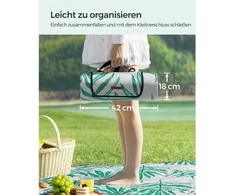 Songmics Picknickdecke 200 x 200 cm grau mit tropischem Farn