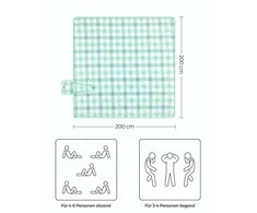 Songmics Pikniko antklodė 200 x 200 cm vandeniui atspari žalia-balta