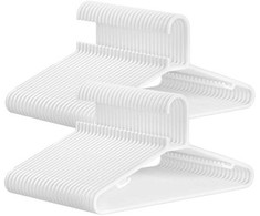 Songmics Plastikinių drabužių pakabų rinkinys, 50 vnt., lengvos, baltos spalvos