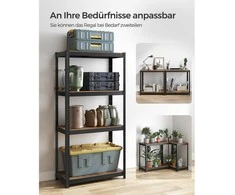 Songmics Reguliuojama stovinti lentyna su 4 lentynomis 40 x 80 x 160 cm vintažinė ruda-juoda