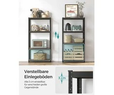 Songmics Reguliuojama stovinti lentyna su 4 lentynomis 40 x 80 x 160 cm vintažinė ruda-juoda