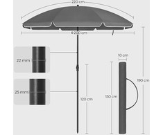 Songmics Skėčiai Ø 200 cm sulankstomi
