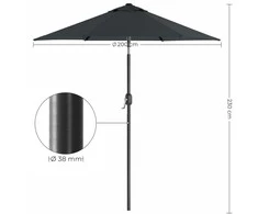 Songmics Skėtis 200 cm pilkos spalvos