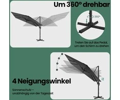 Songmics Skėtis 290 x 290 cm, konsolinis skėtis, sodo skėtis