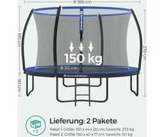 Songmics Gartentrampolin mit Netz Ø 366 cm