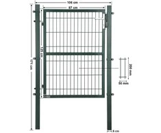 Songmics Sodo vartai 106 x 125 cm (D x V), pagaminti iš cinkuoto plieno
