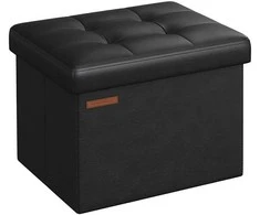 Songmics Sulankstoma suolelio sėdynė su daiktadėže 41 cm rašalas juodas