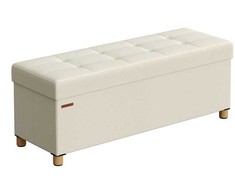 Songmics Sulankstoma taburetė su daiktadėže 38 x 110 x 40 cm, kreminė balta