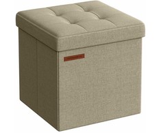 Songmics Sulankstoma taburetė su daiktadėže 30 x 30 cm kupranugario rudos spalvos