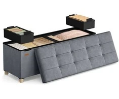Songmics Suolas su daiktadėže 38 x 110 x 40 cm Kojinė 112 L šiferio pilka