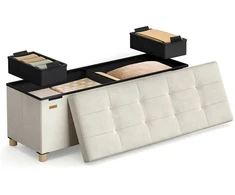Songmics Suolas su daiktadėže 38 x 110 x 40 cm Kojinė 112 L cappuccino beige